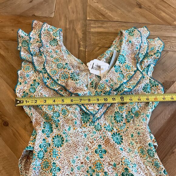 Poupette St Barth Long Dress Della Aqua Ceramique Embroidered Cotton XS - Picture 8 of 11